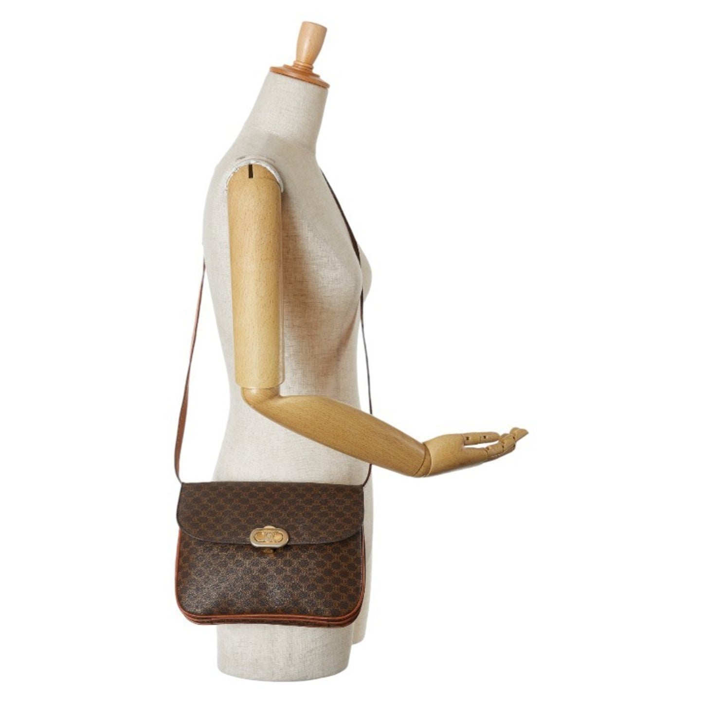Céline Macadam, Brown, Canvas, shoulder
