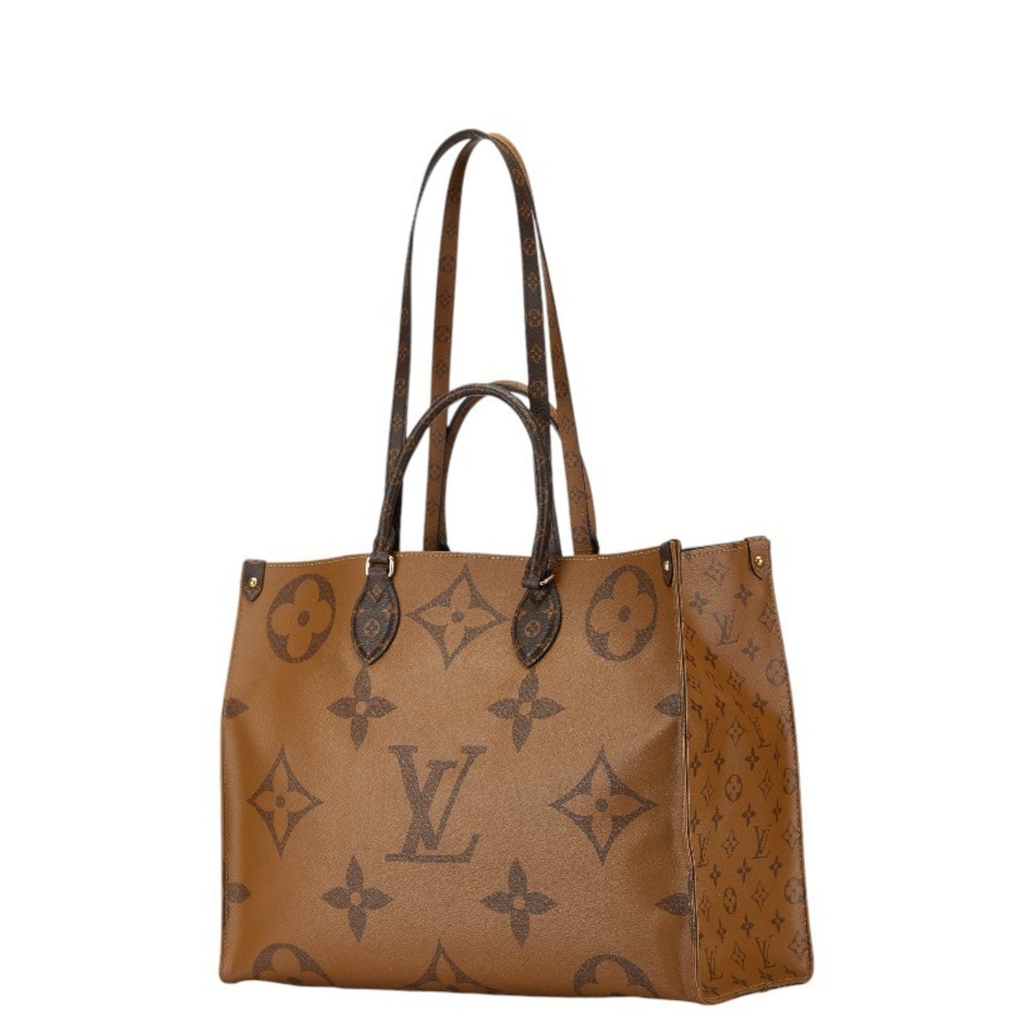 Louis Vuitton On The Go, Brown, Canvas, tote