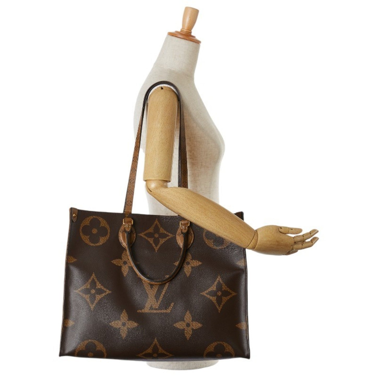 Louis Vuitton On The Go, Brown, Canvas, tote