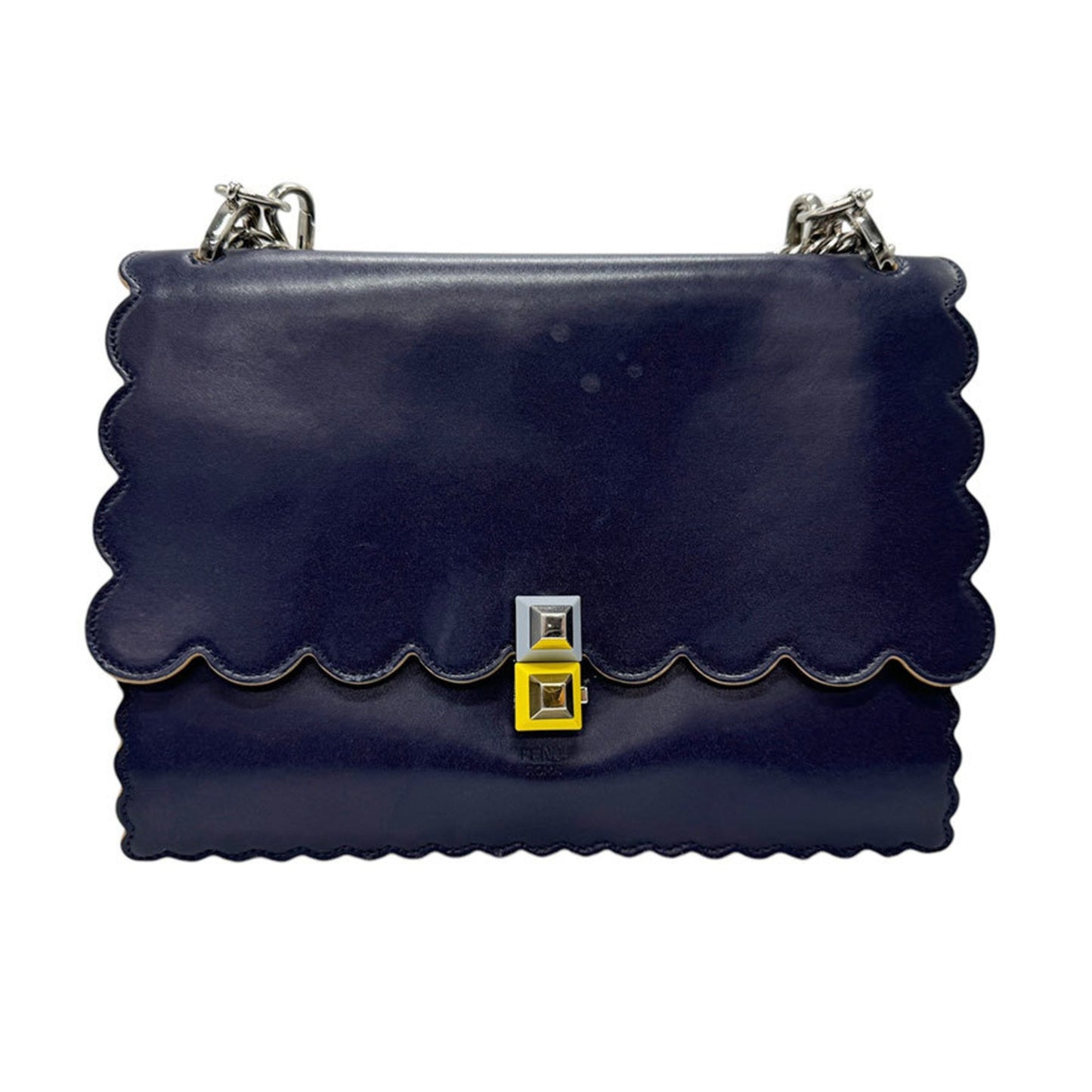 Fendi Kan I, Navy, Leather, shoulder