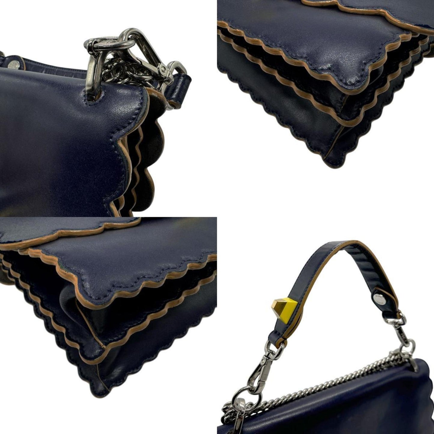 Fendi Kan I, Navy, Leather, shoulder