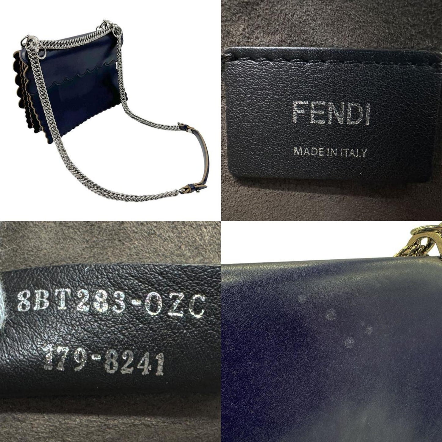 Fendi Kan I, Navy, Leather, shoulder