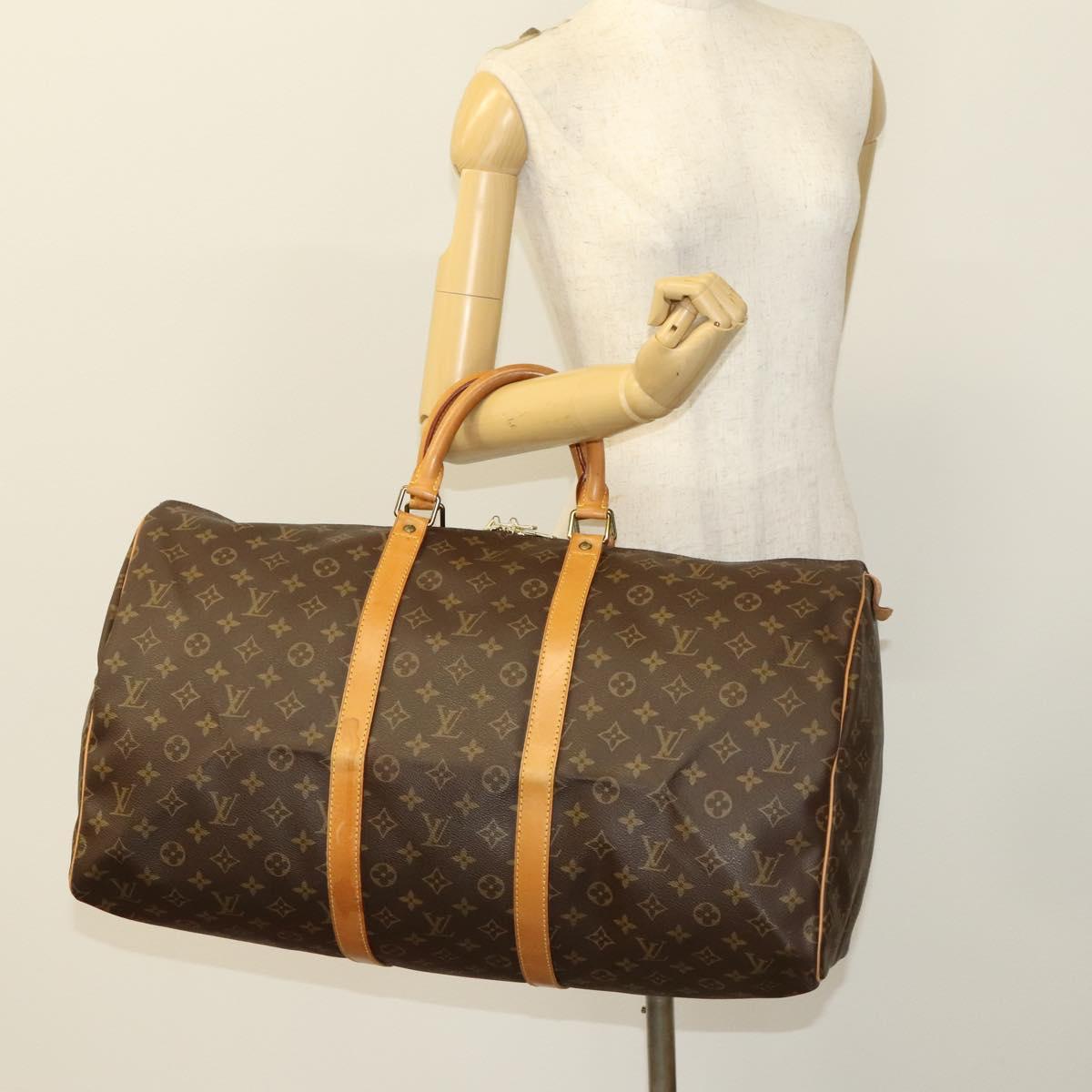 Louis Vuitton Keepall 55, Brown, Canvas, travel