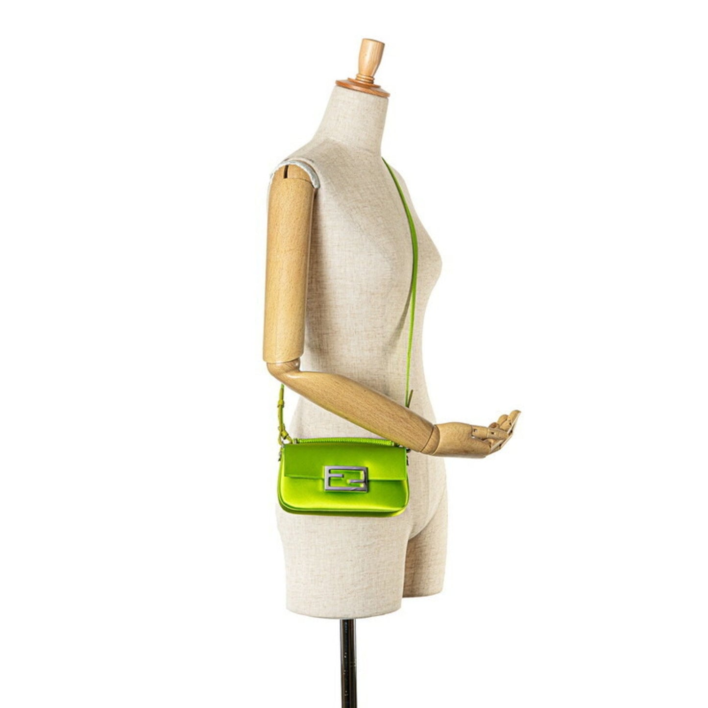 Fendi Baguette, Green, Silk, handbag