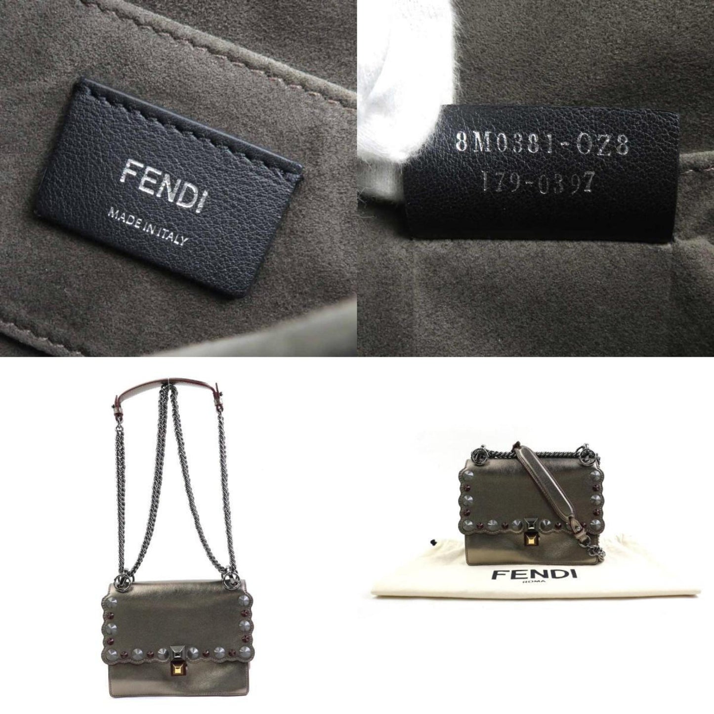Fendi Kan I, Gold, Leather, shoulder
