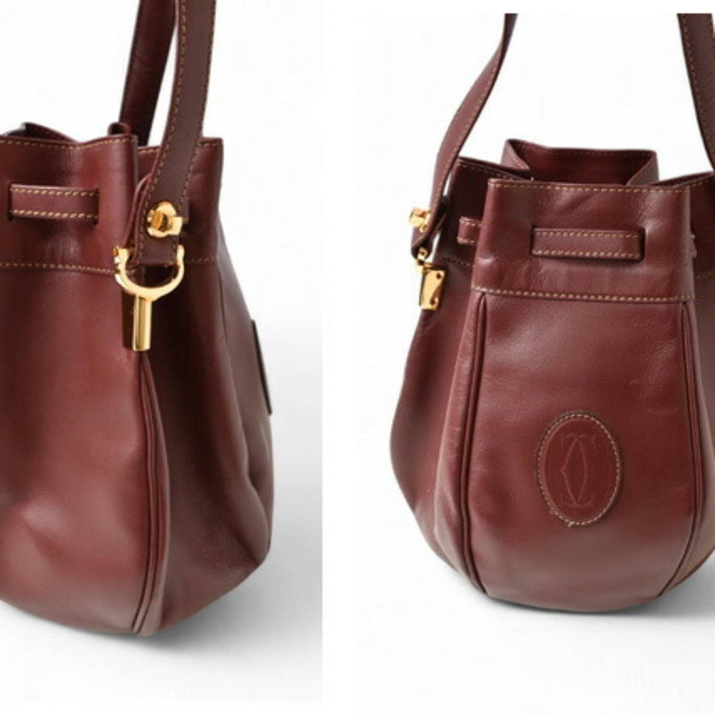 Cartier Must de Cartier, Burgundy, Leather, shoulder