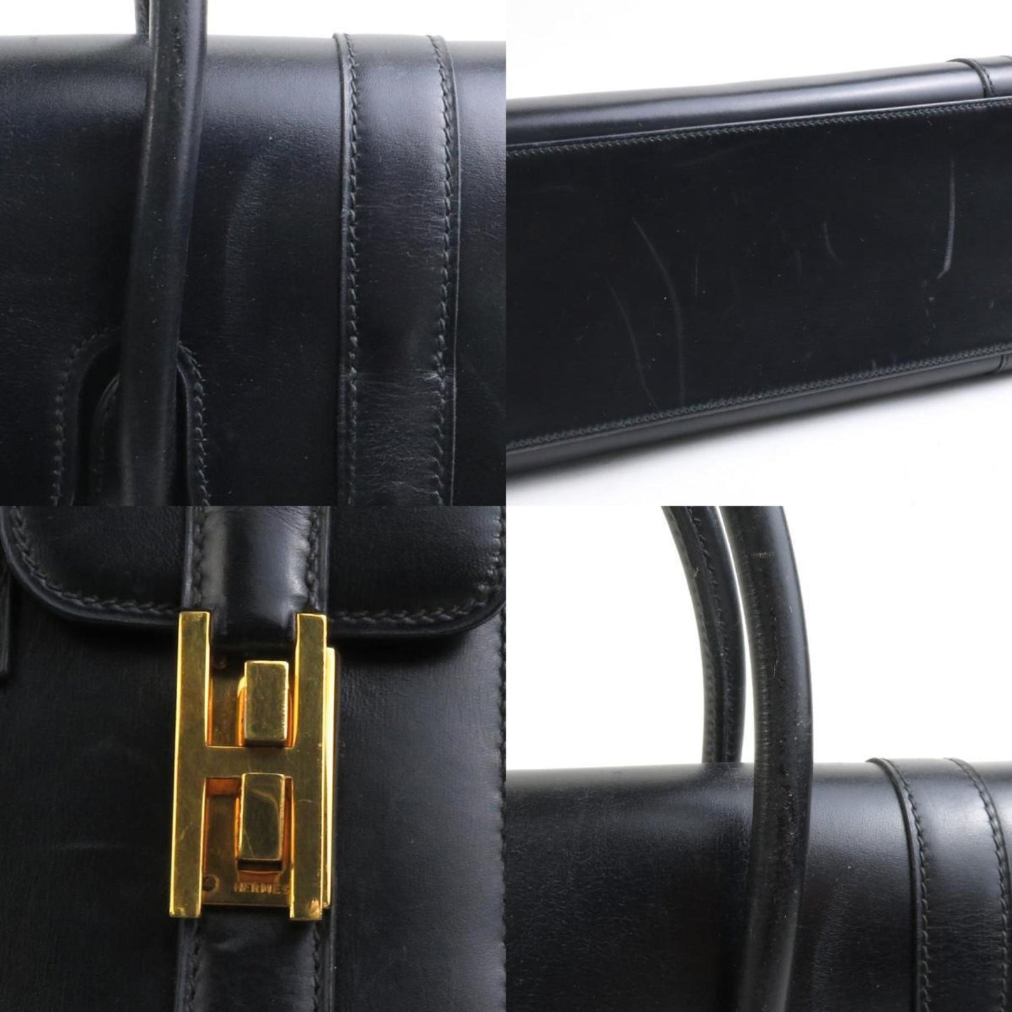 Hermès Drag, Black, Leather, handbag