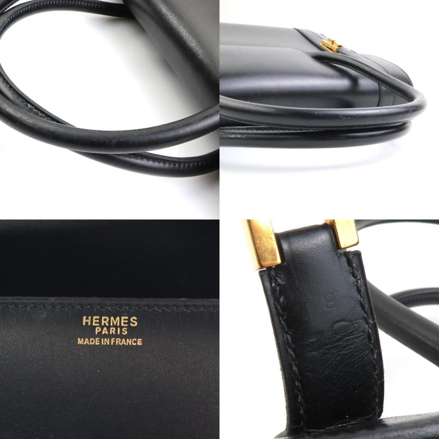 Hermès Drag, Black, Leather, handbag