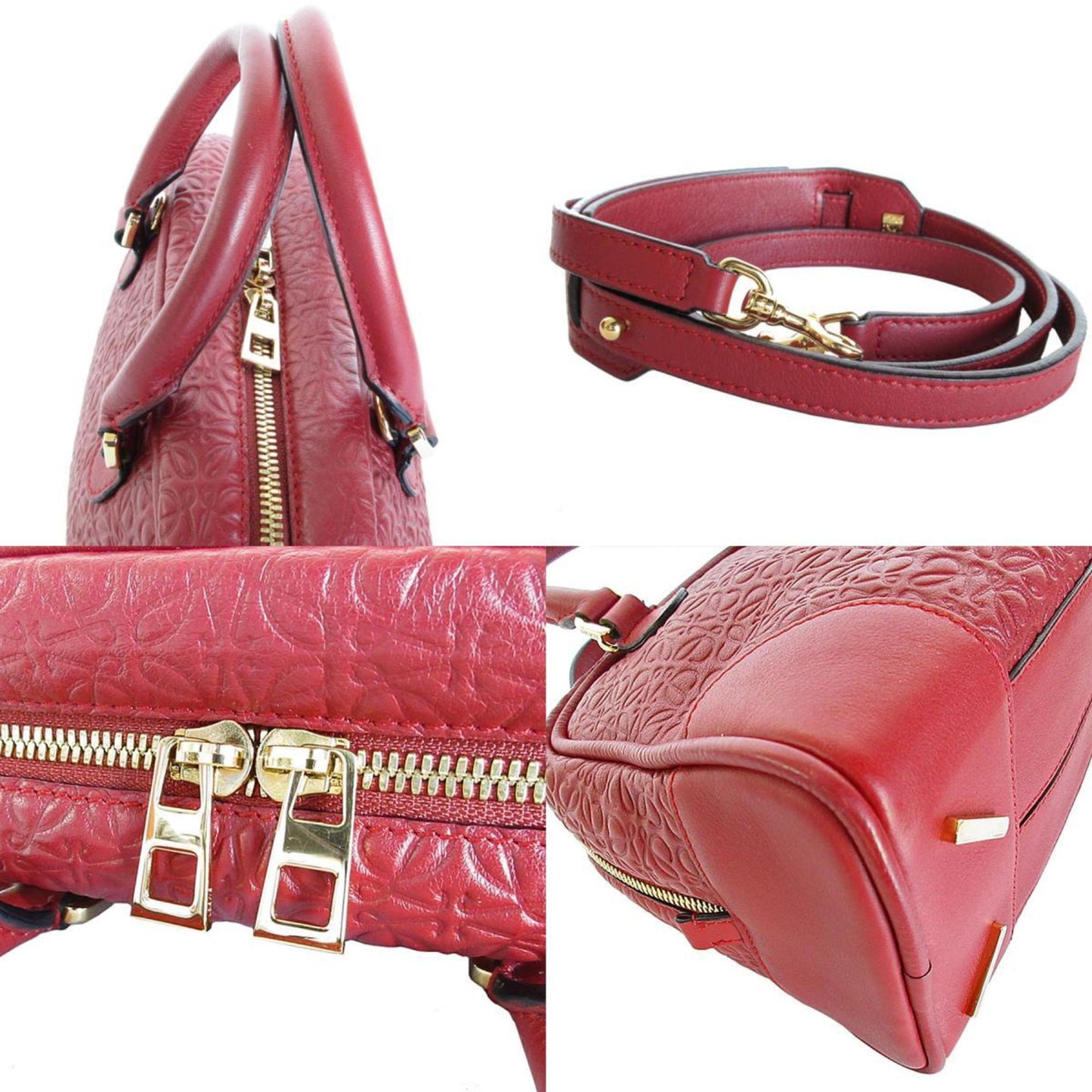 Loewe Amazona 75, Red, Leather, handbag