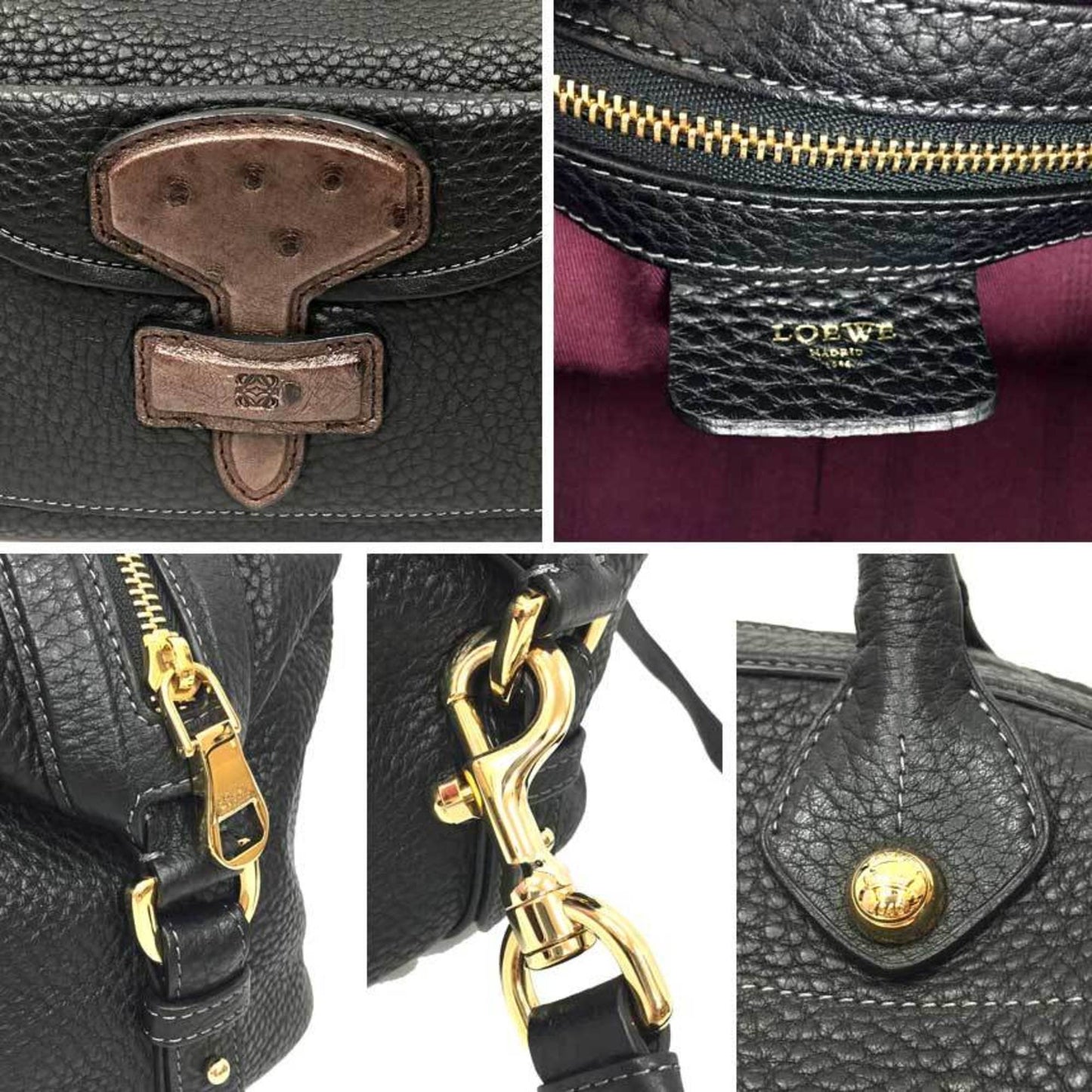 Loewe MAY, Black, Leather, handbag