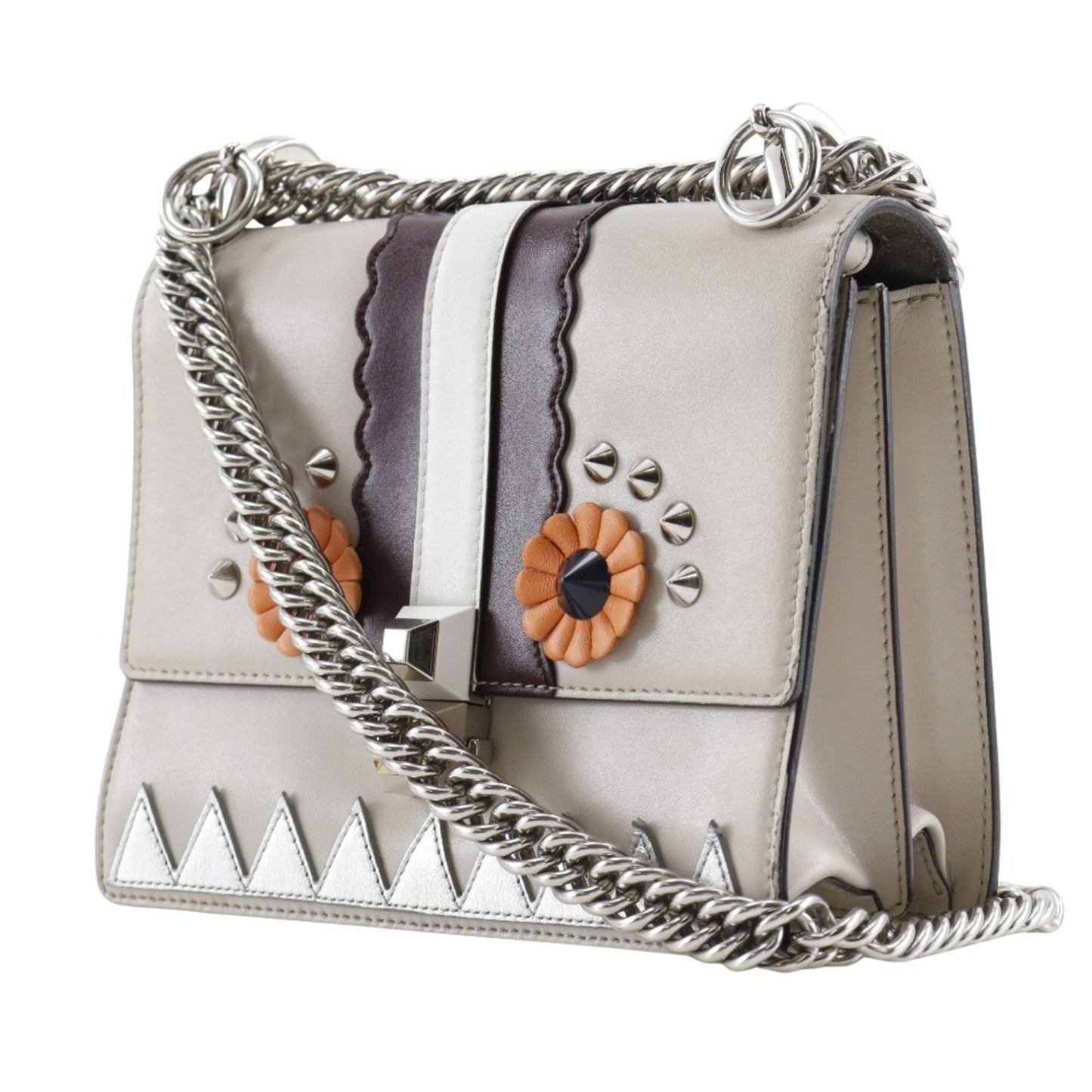 Fendi Kan I, Beige, Leather, shoulder