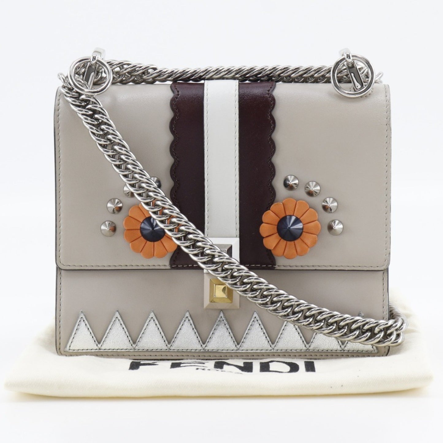 Fendi Kan I, Beige, Leather, shoulder
