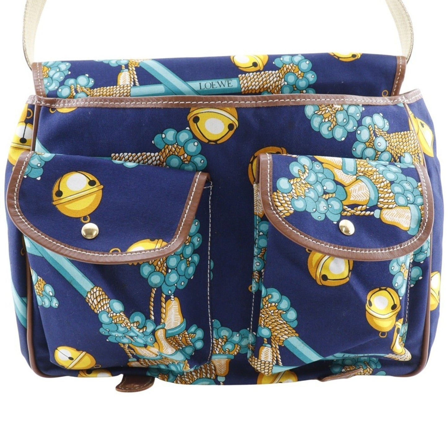 Loewe, Navy, Canvas, shoulder