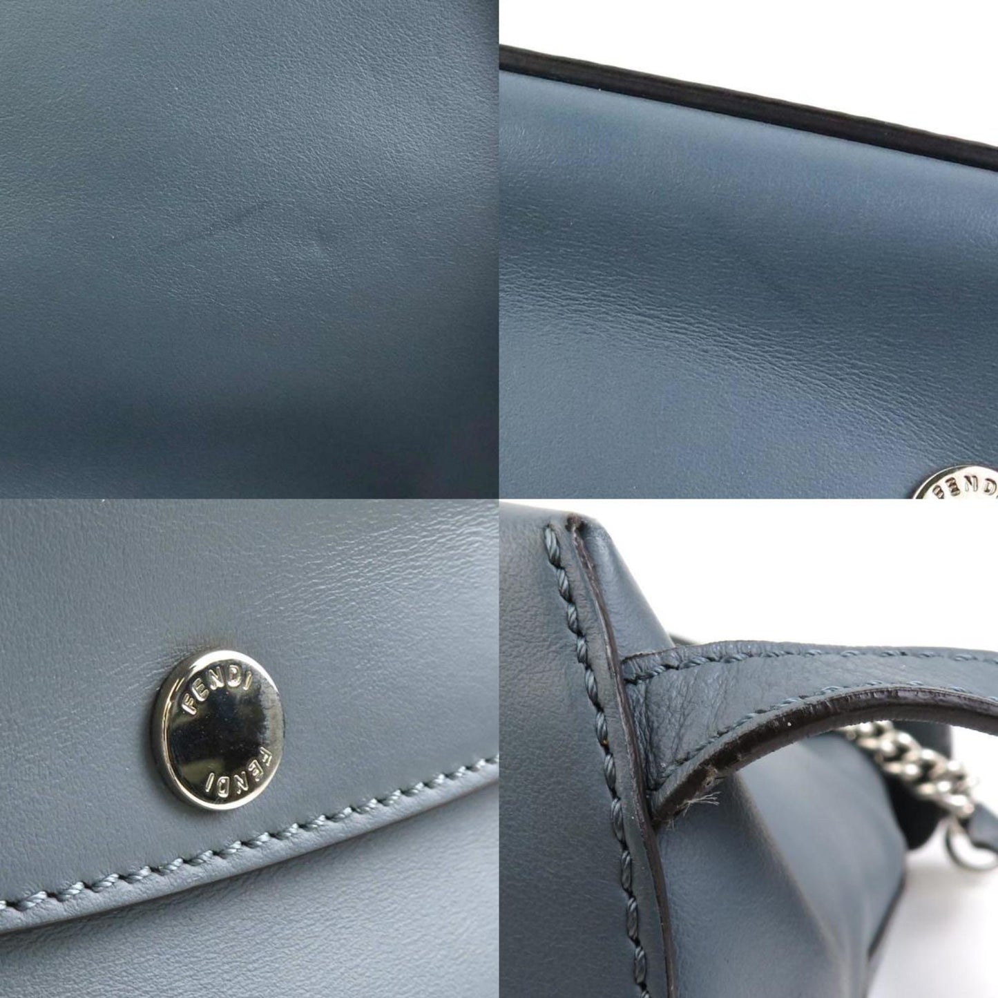 Fendi Back to school, Blue, Leather, backpack