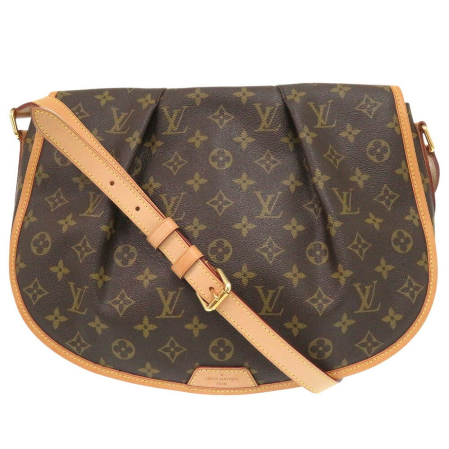 Louis Vuitton Menilmontant, Brown, Canvas, shoulder