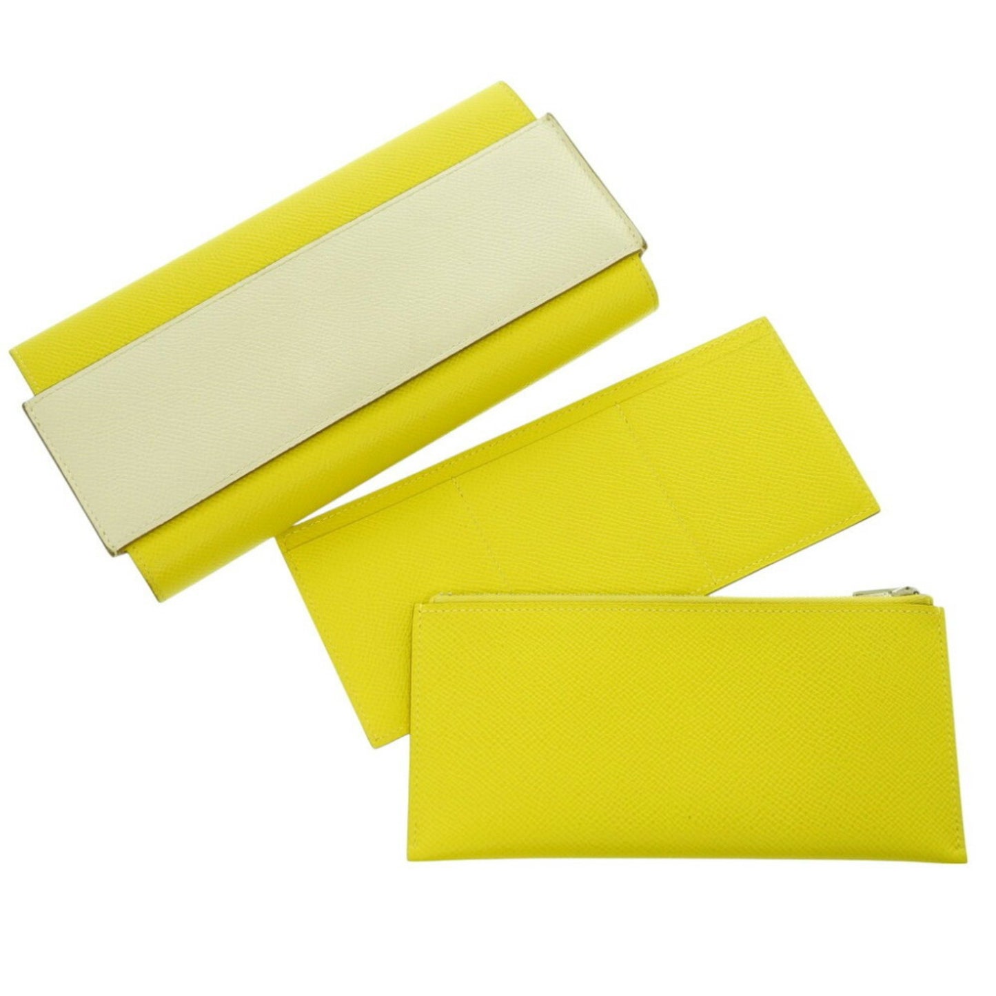 Hermès Passant, Yellow, Leather, wallet