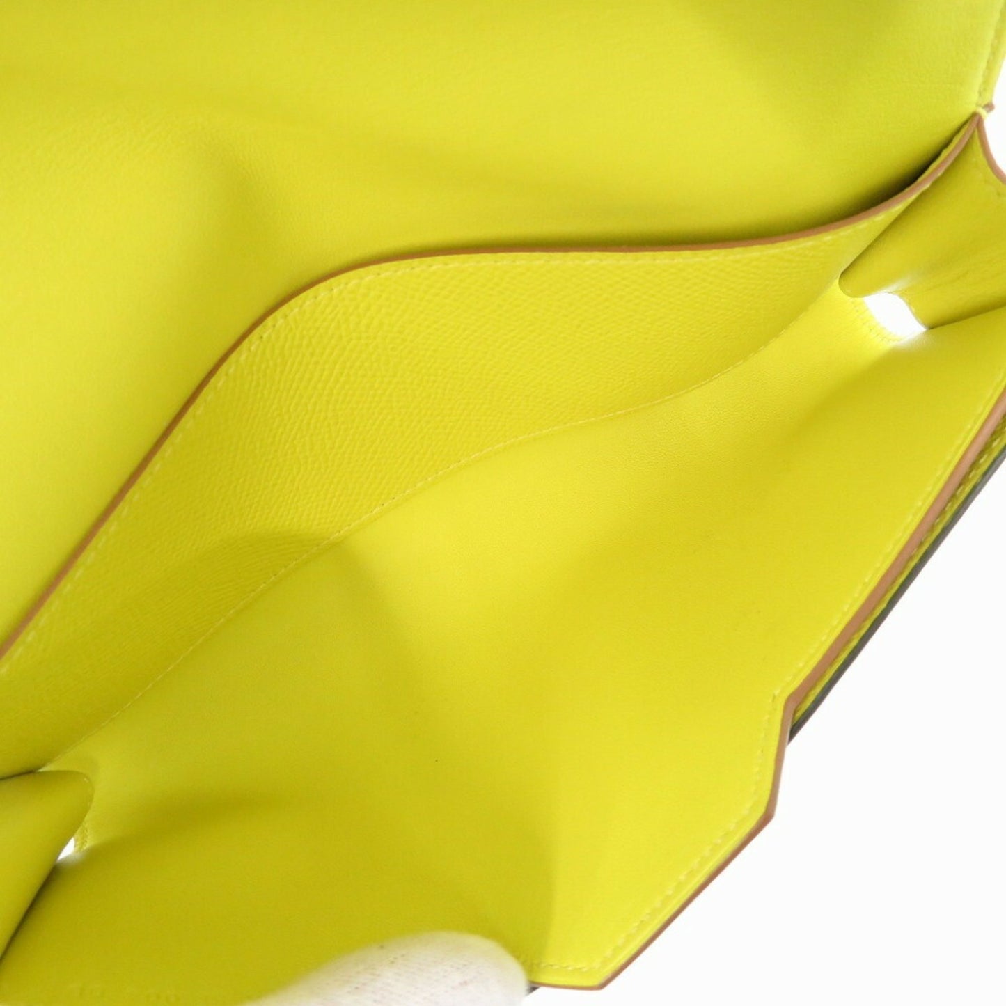 Hermès Passant, Yellow, Leather, wallet