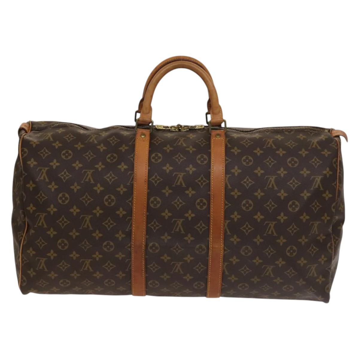 Louis Vuitton Keepall 55, Brown, Canvas, travel