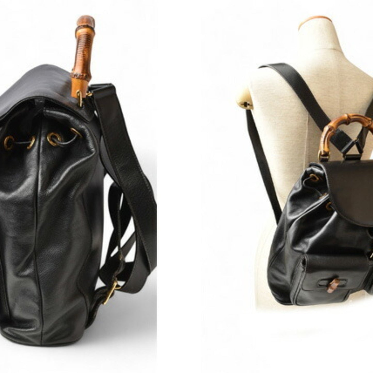Gucci, Black, Leather, backpack