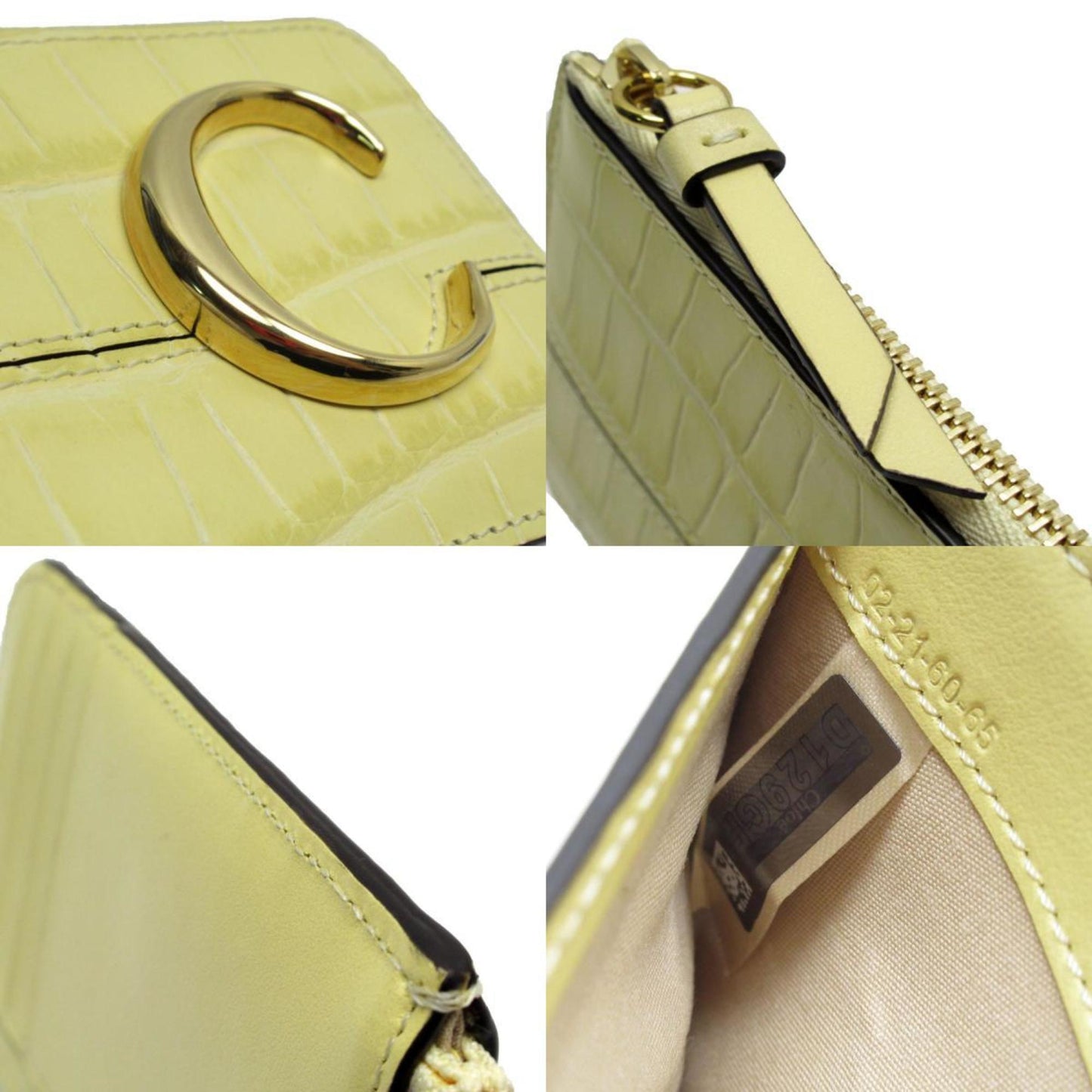 Chloe Zip wallet leather Embossed leather, YELLOW, LEATHER, Wallets