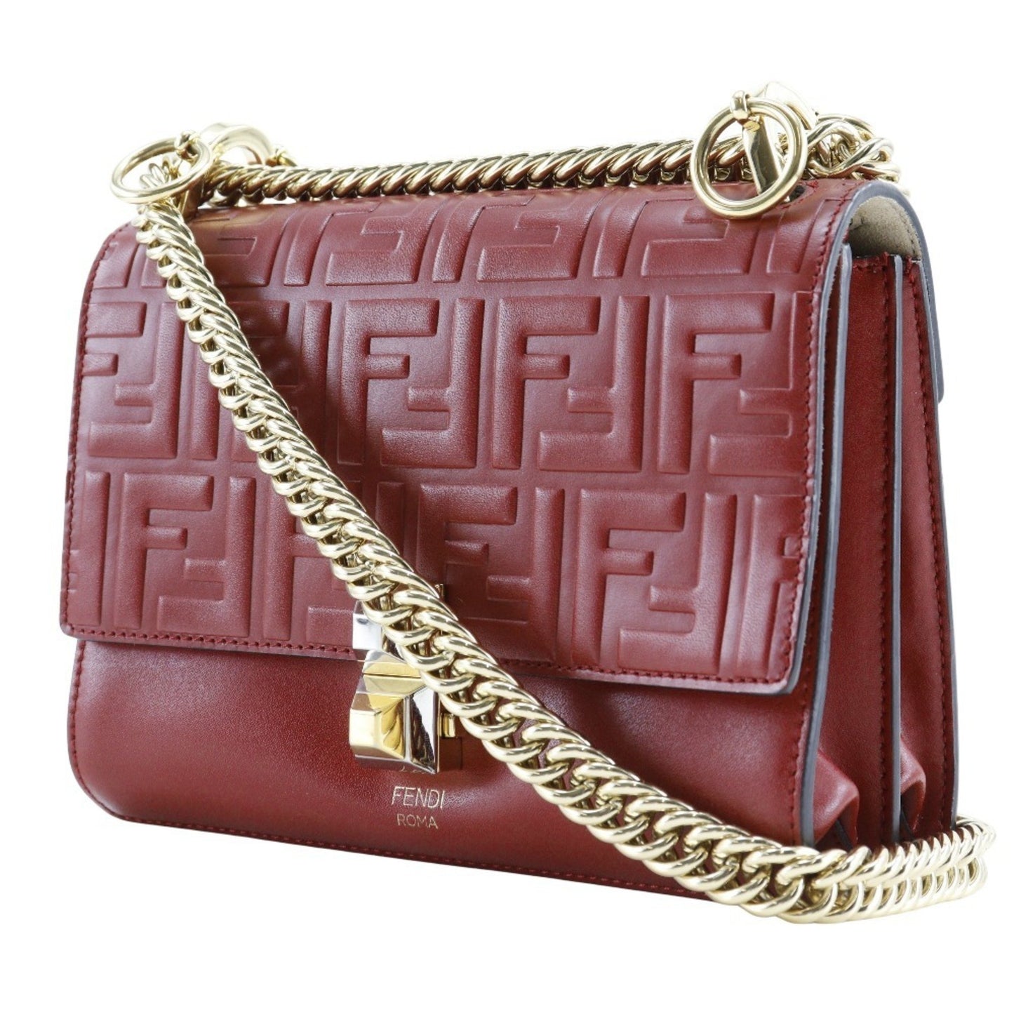 Fendi Kan I, Red, Leather, shoulder
