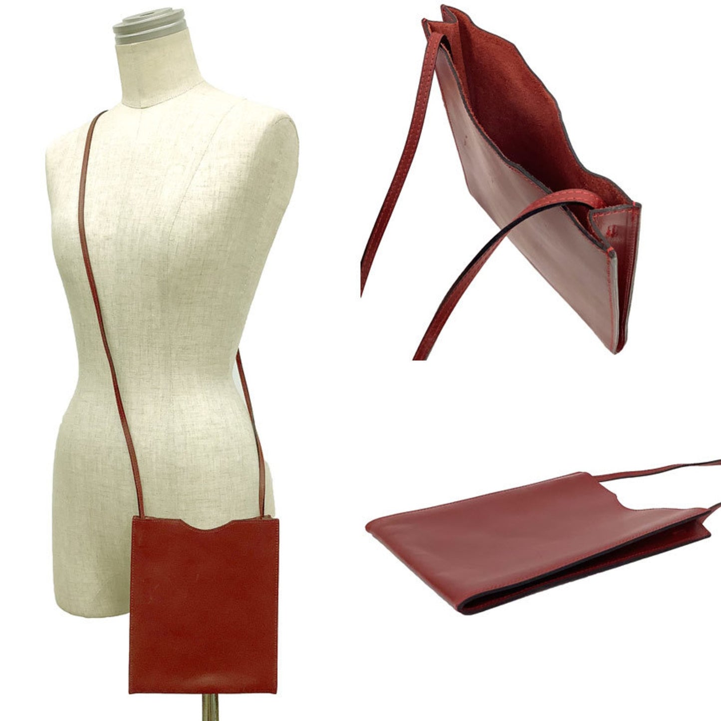 Hermès Onimetou, Burgundy, Leather, clutch