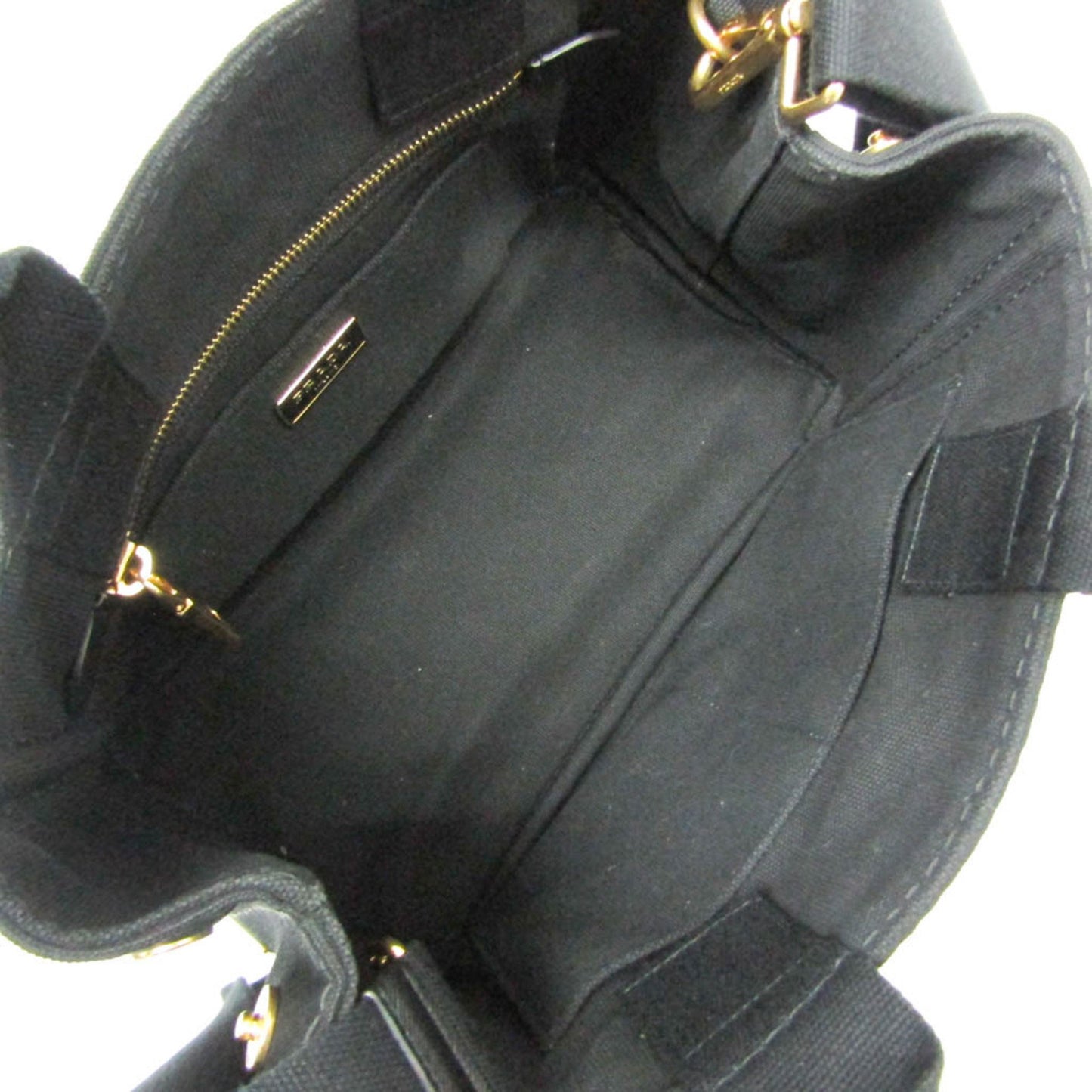 Prada Canapa, Black, Canvas, shoulder