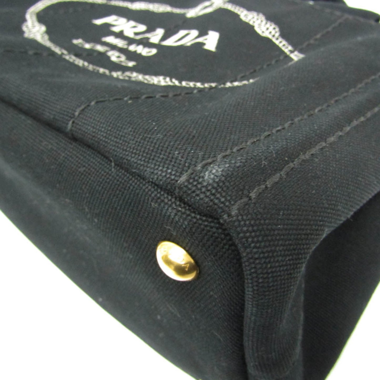 Prada Canapa, Black, Canvas, shoulder