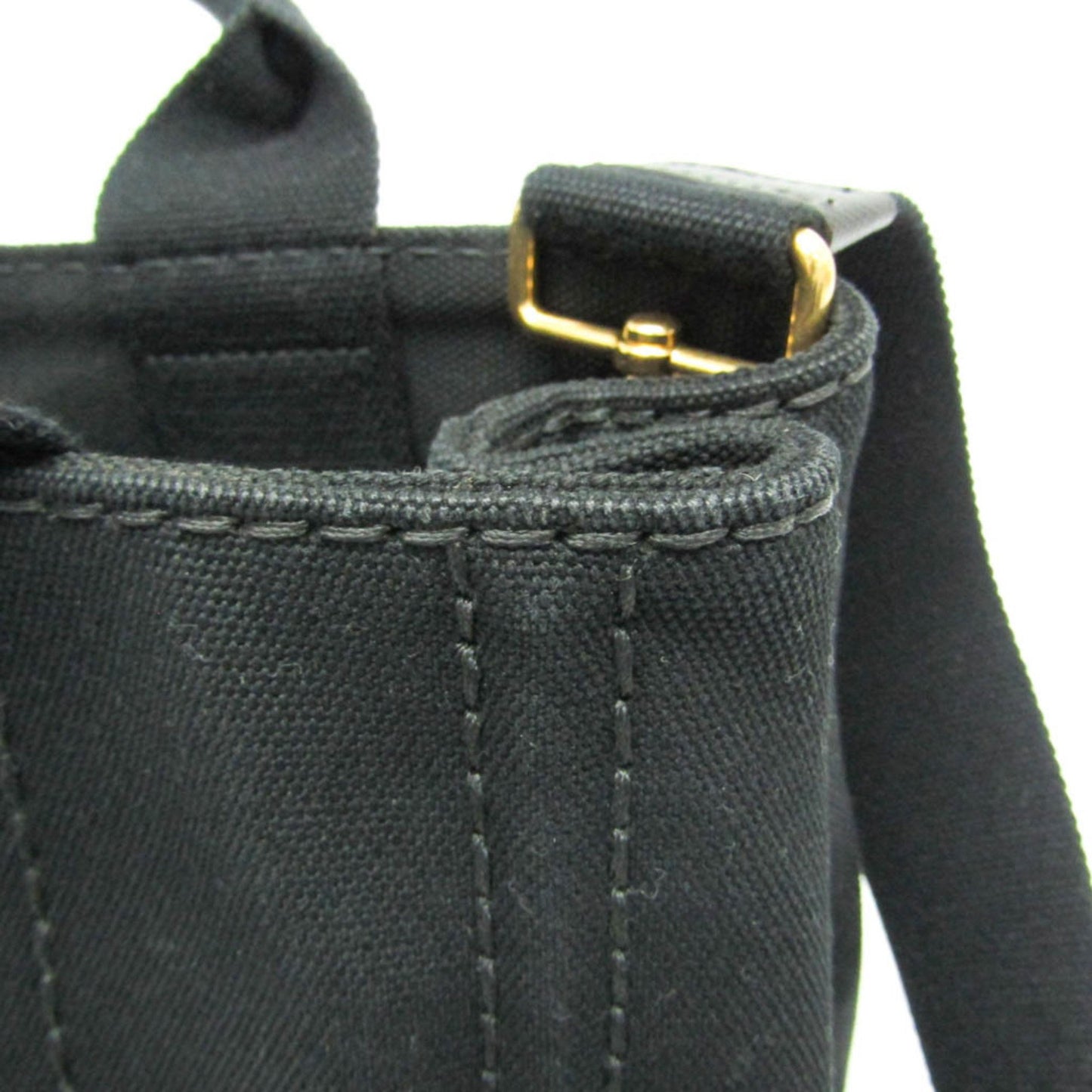 Prada Canapa, Black, Canvas, shoulder