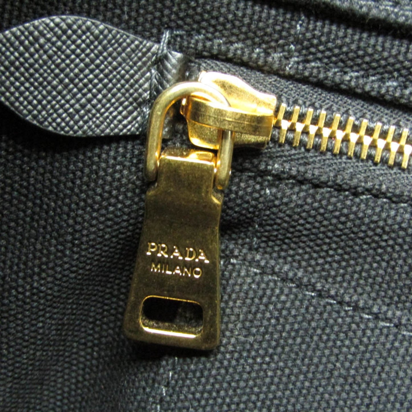 Prada Canapa, Black, Canvas, shoulder