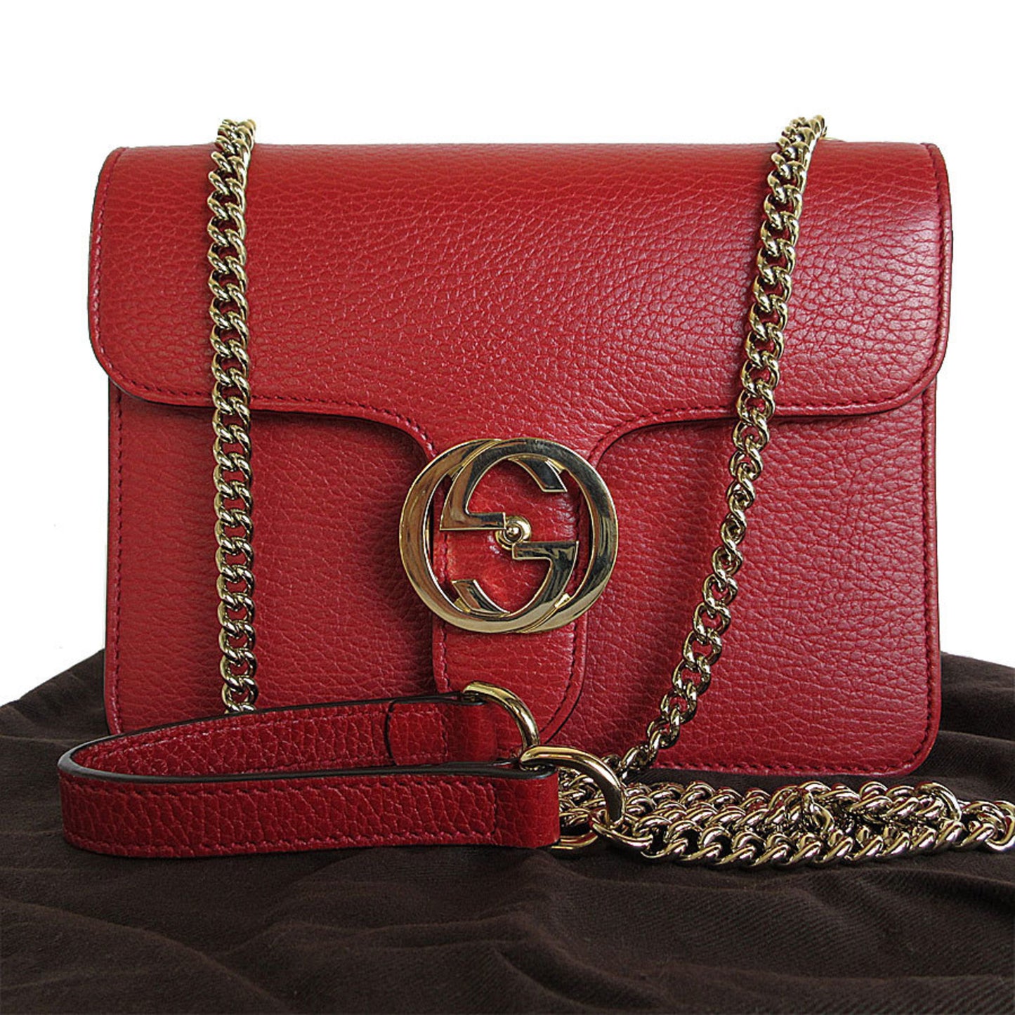 Gucci Interlocking G, Red, Leather, shoulder