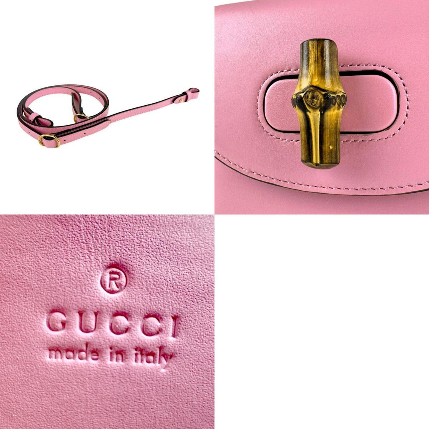 Gucci Bamboo, Pink, Leather, clutch