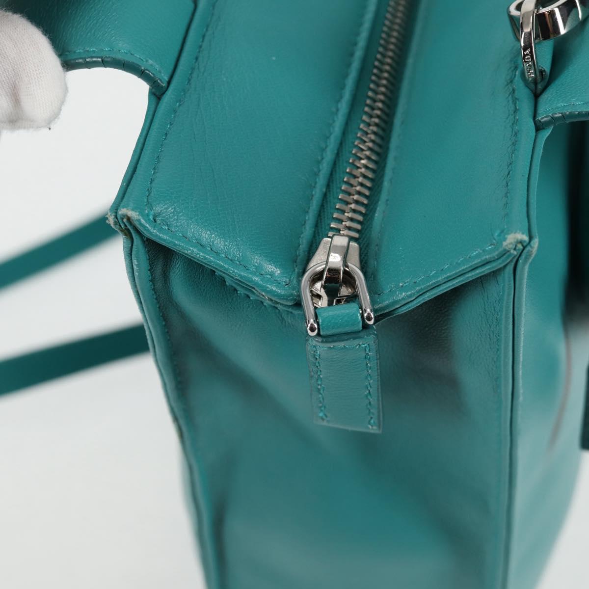 Prada Triangle Logo, Blue, Leather, handbag