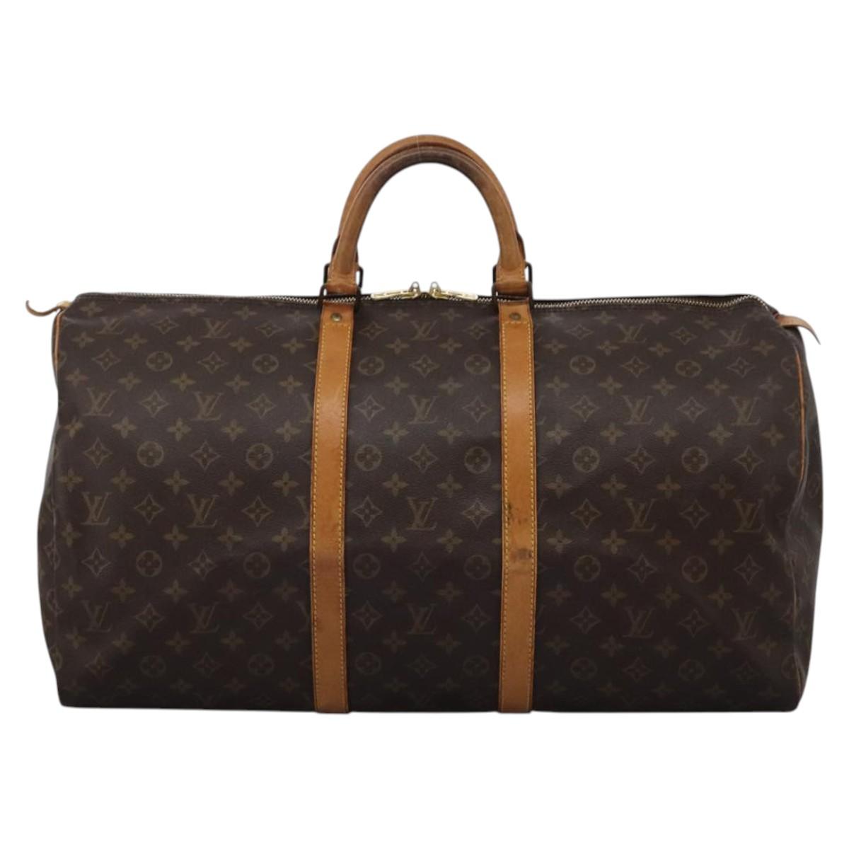 Louis Vuitton Keepall 55, Brown, Canvas, travel