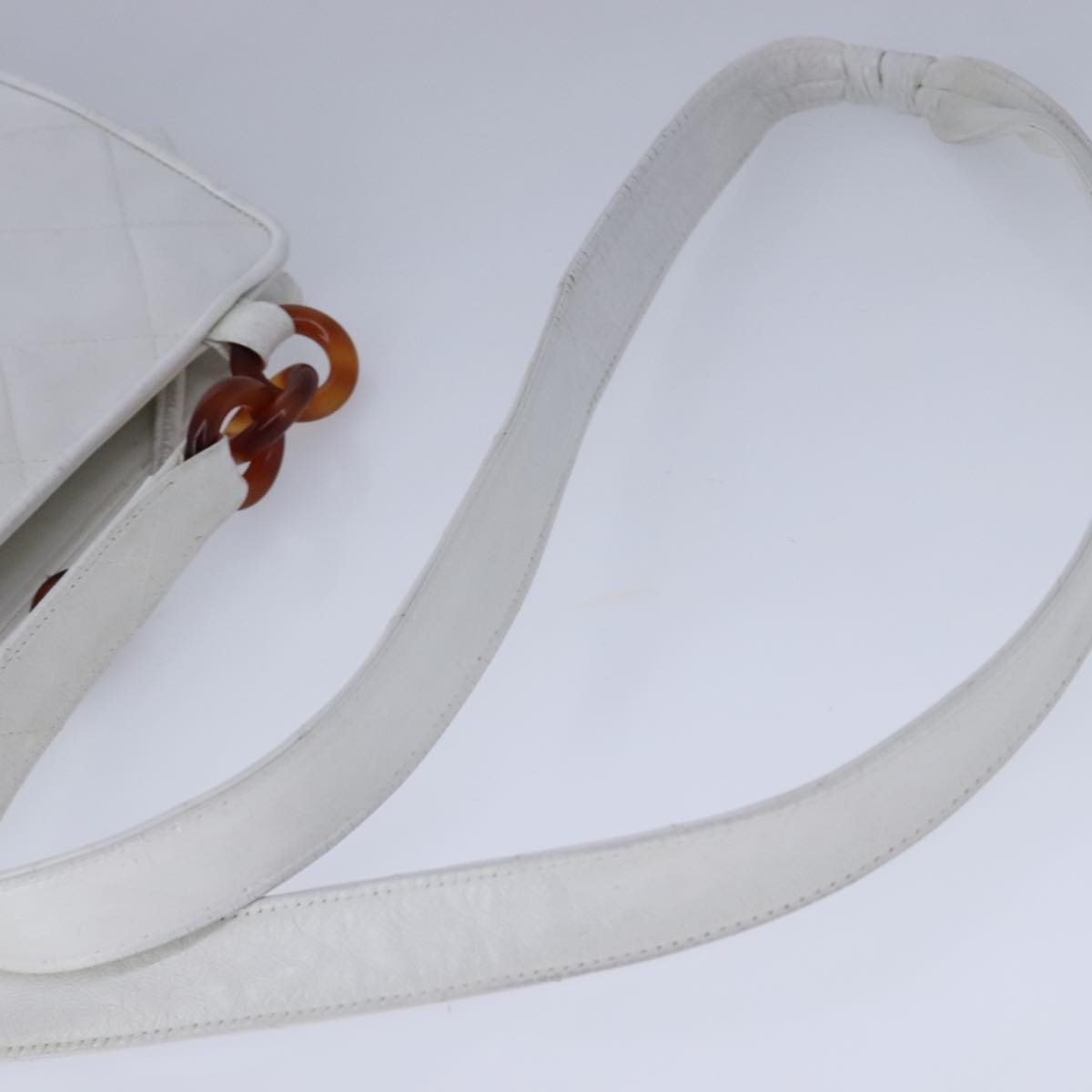 Chanel Cc, White, Leather, shoulder