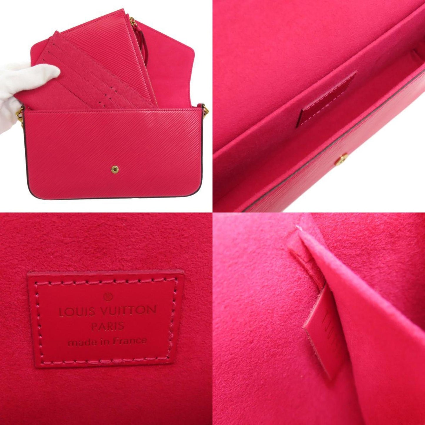 Louis Vuitton Felicie, Pink, Leather, clutch