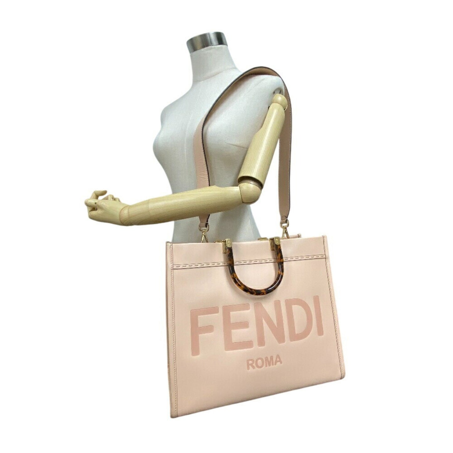Fendi Sunshine, Pink, Leather, handbag