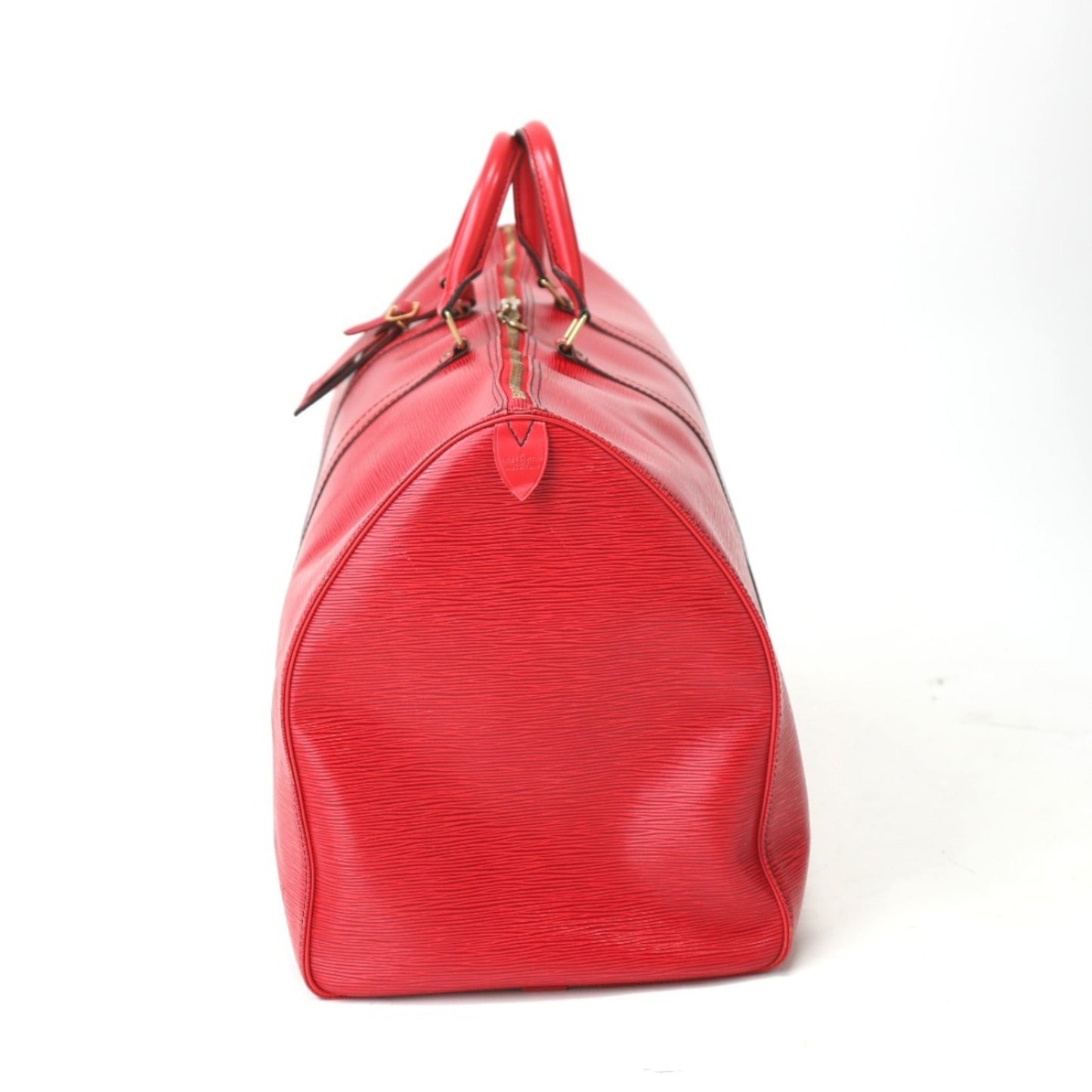 Louis Vuitton Keepall 60, Red, Leather, travel