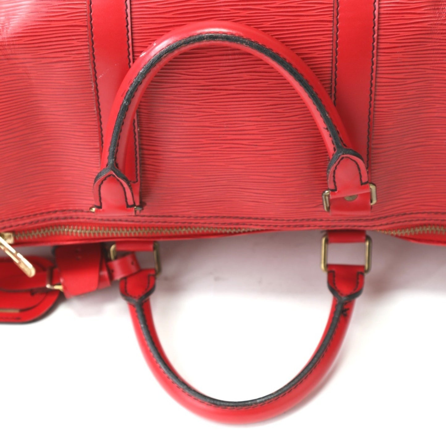 Louis Vuitton Keepall 50, Red, Leather, travel