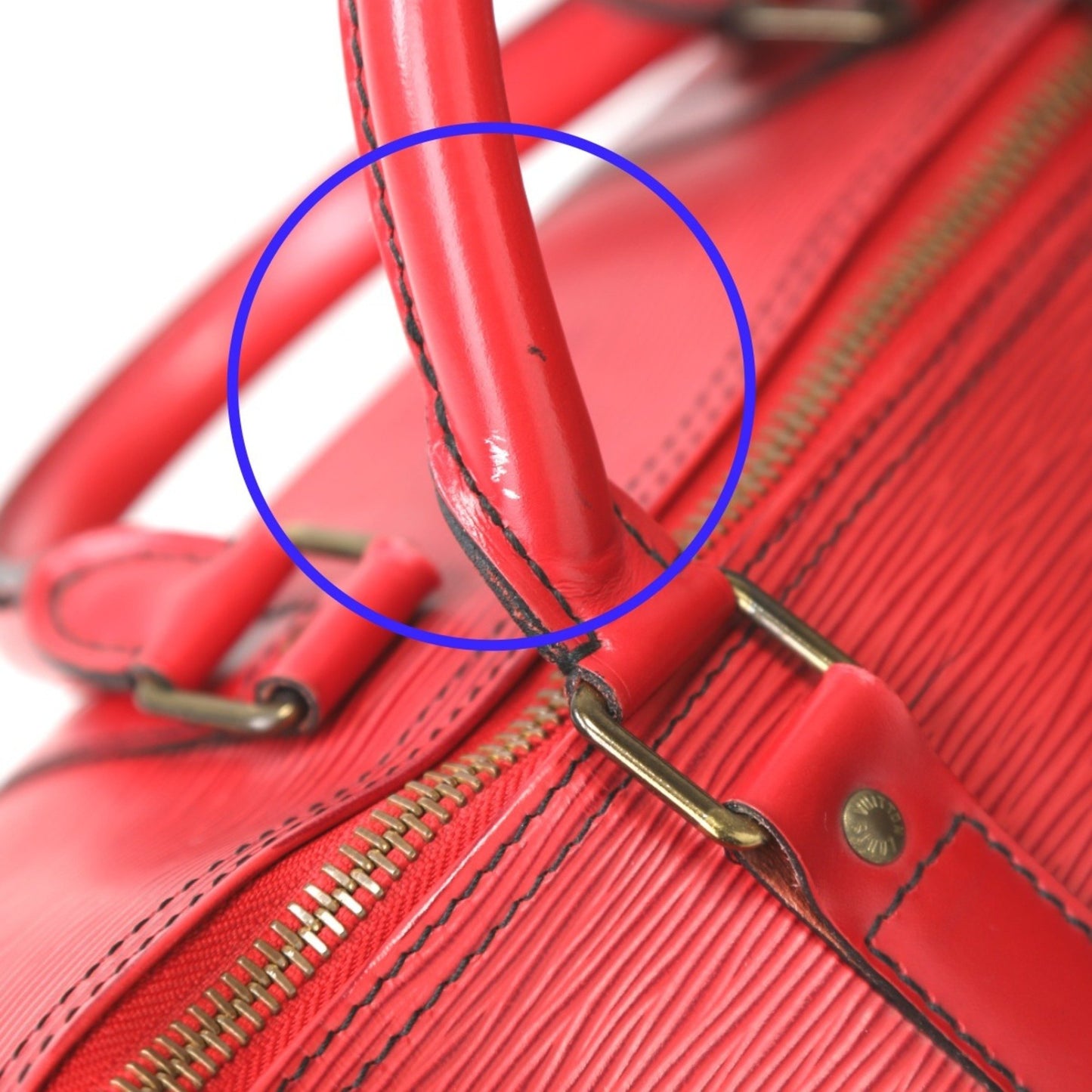 Louis Vuitton Keepall 50, Red, Leather, travel