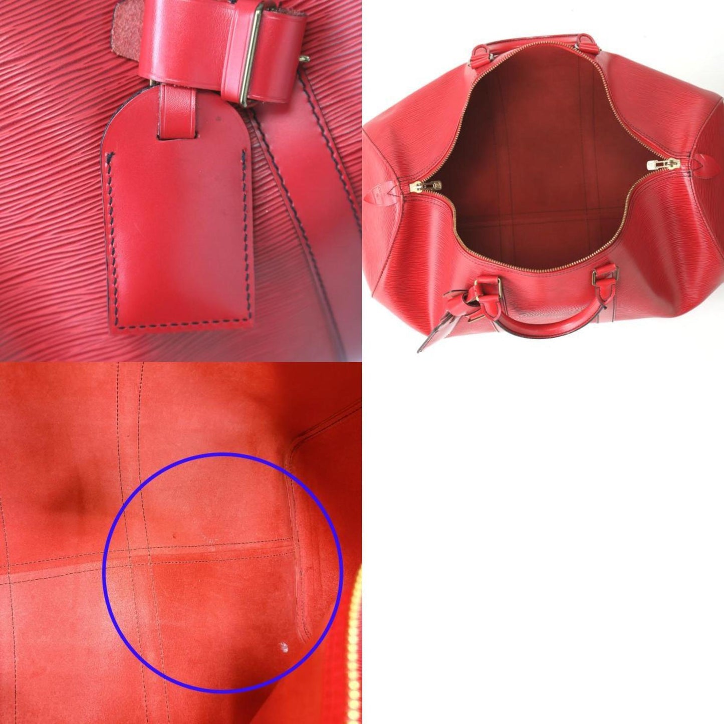 Louis Vuitton Keepall 50, Red, Leather, travel