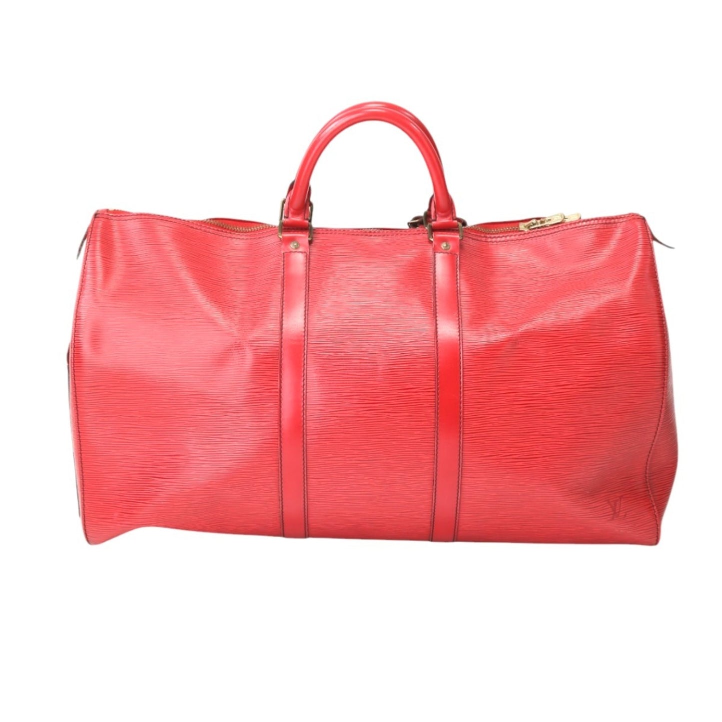 Louis Vuitton Keepall 50, Red, Leather, travel