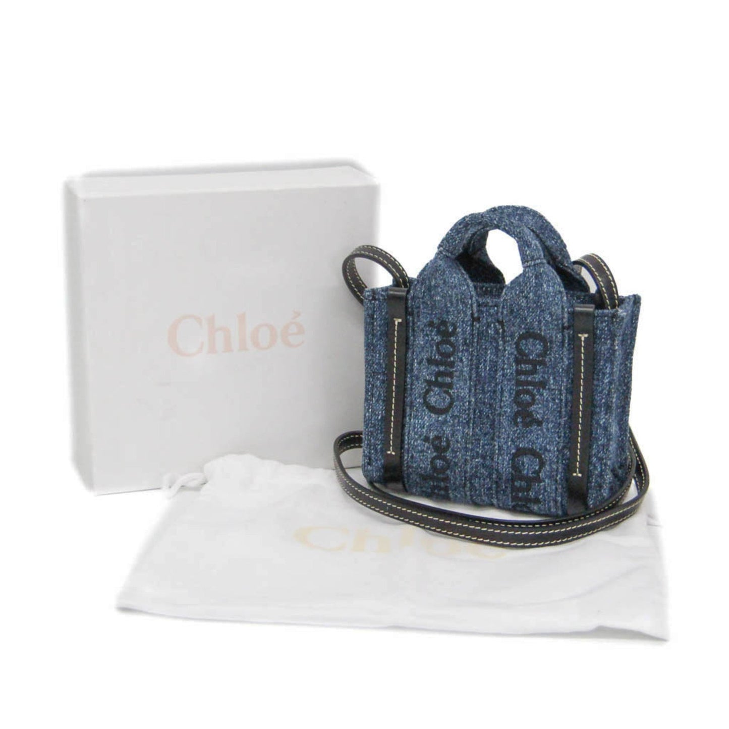 Chloé Woody, Blue, Denim - Jeans, handbag