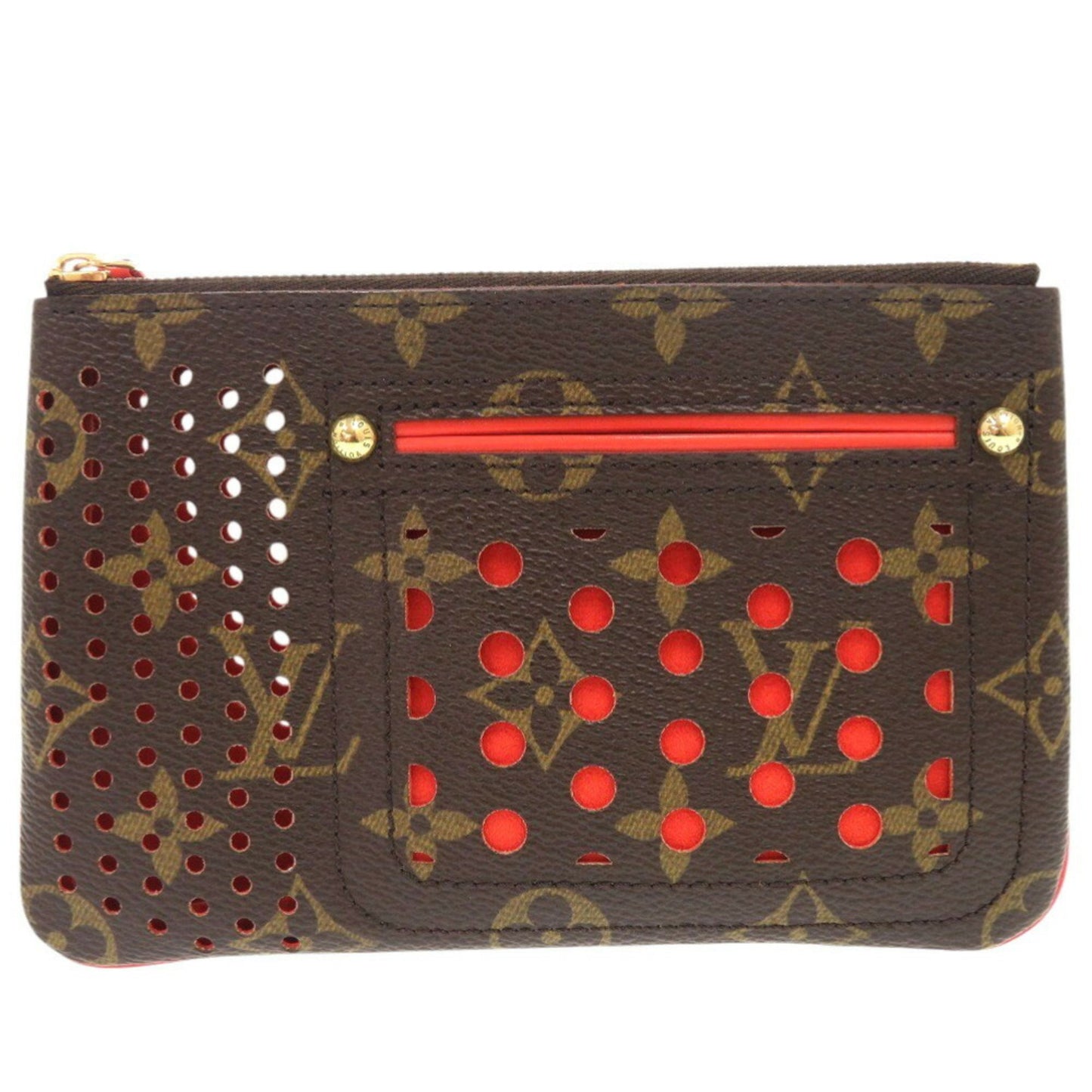 Louis Vuitton Pochette Clés, Brown, Canvas, clutch