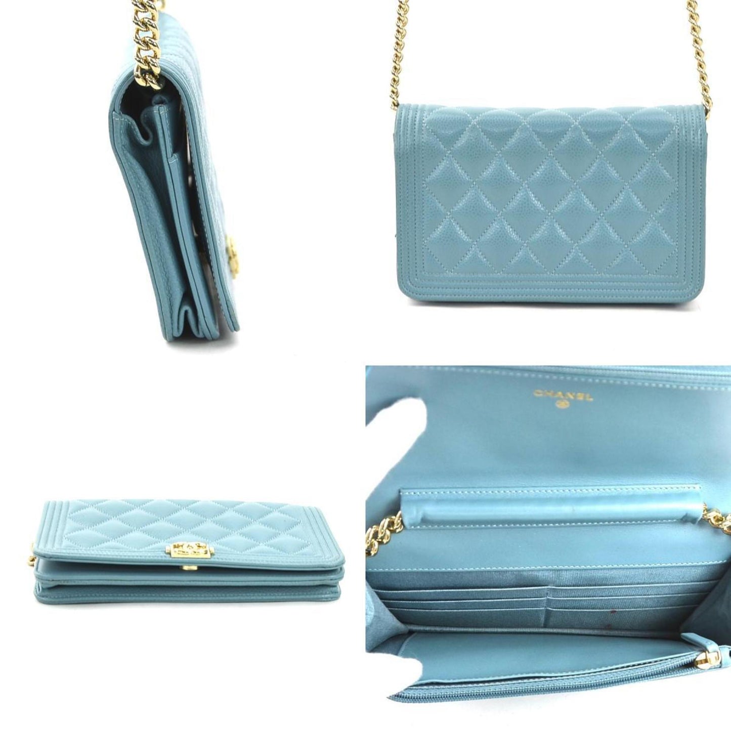 Chanel Boy, Gold, Leather, wallet