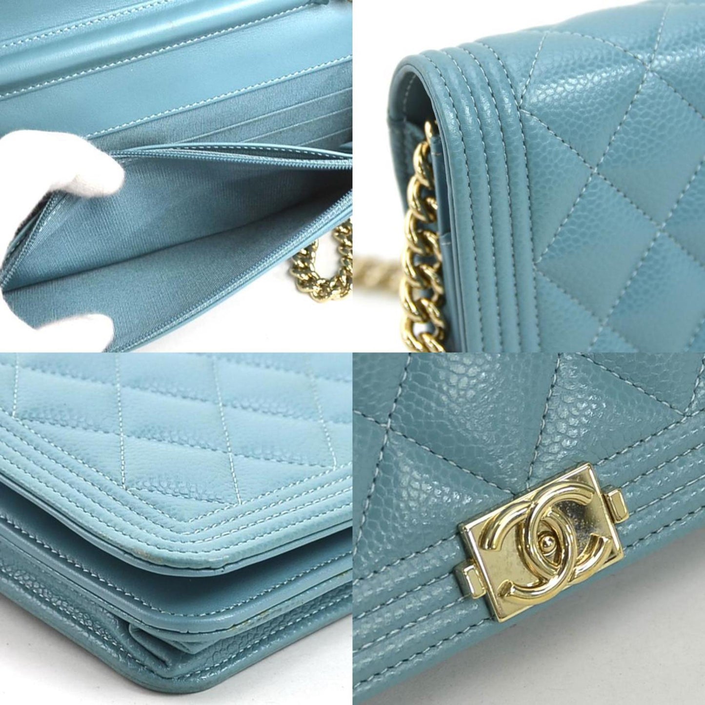 Chanel Boy, Gold, Leather, wallet