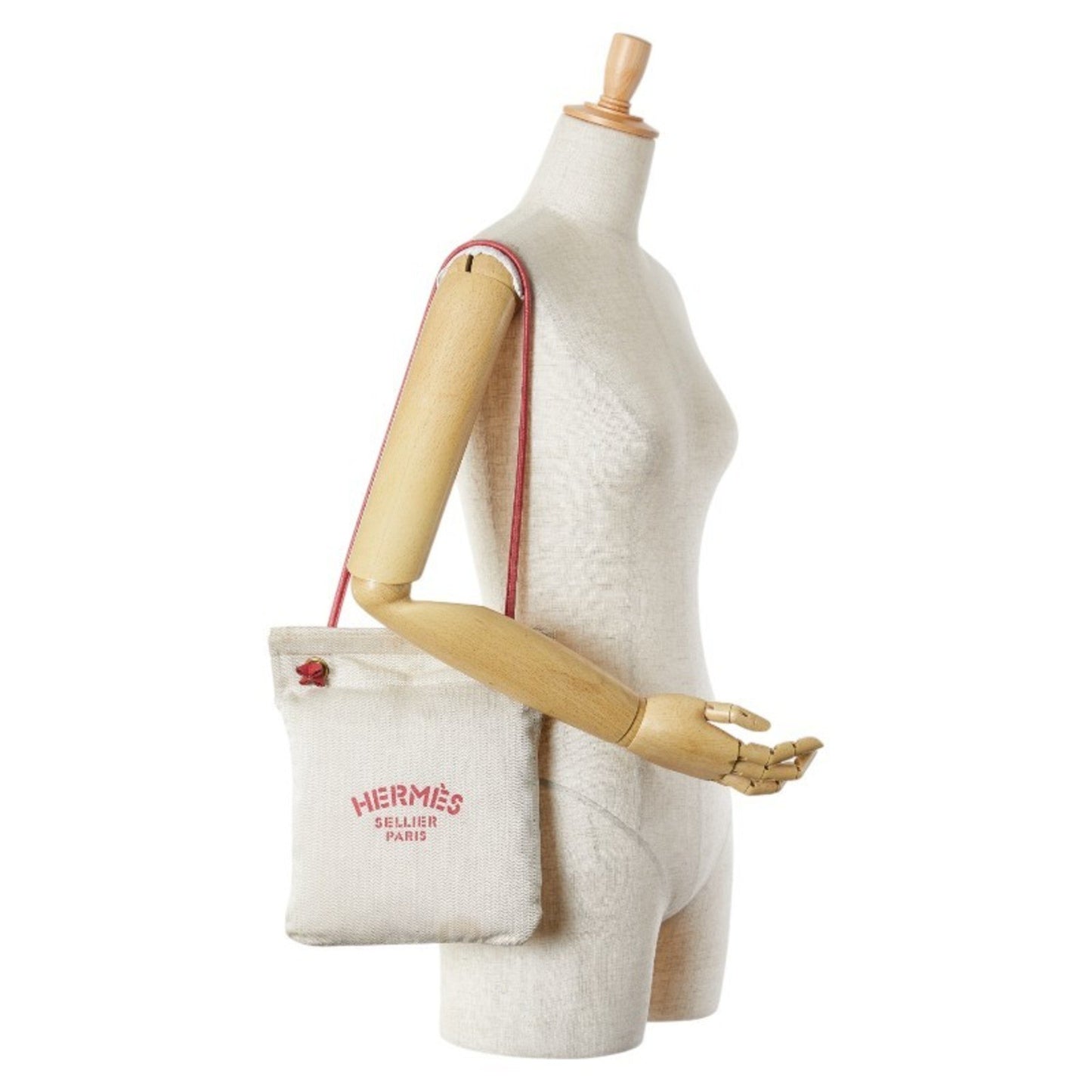 Hermès Aline, Beige, Canvas, shoulder
