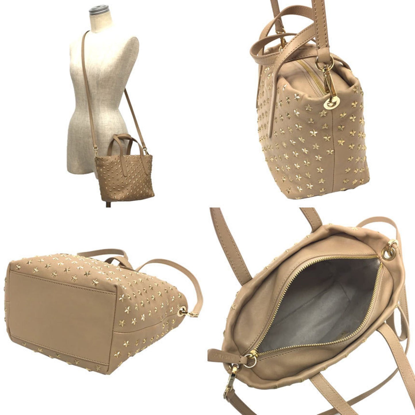 Jimmy Choo, Gold, Leather, handbag