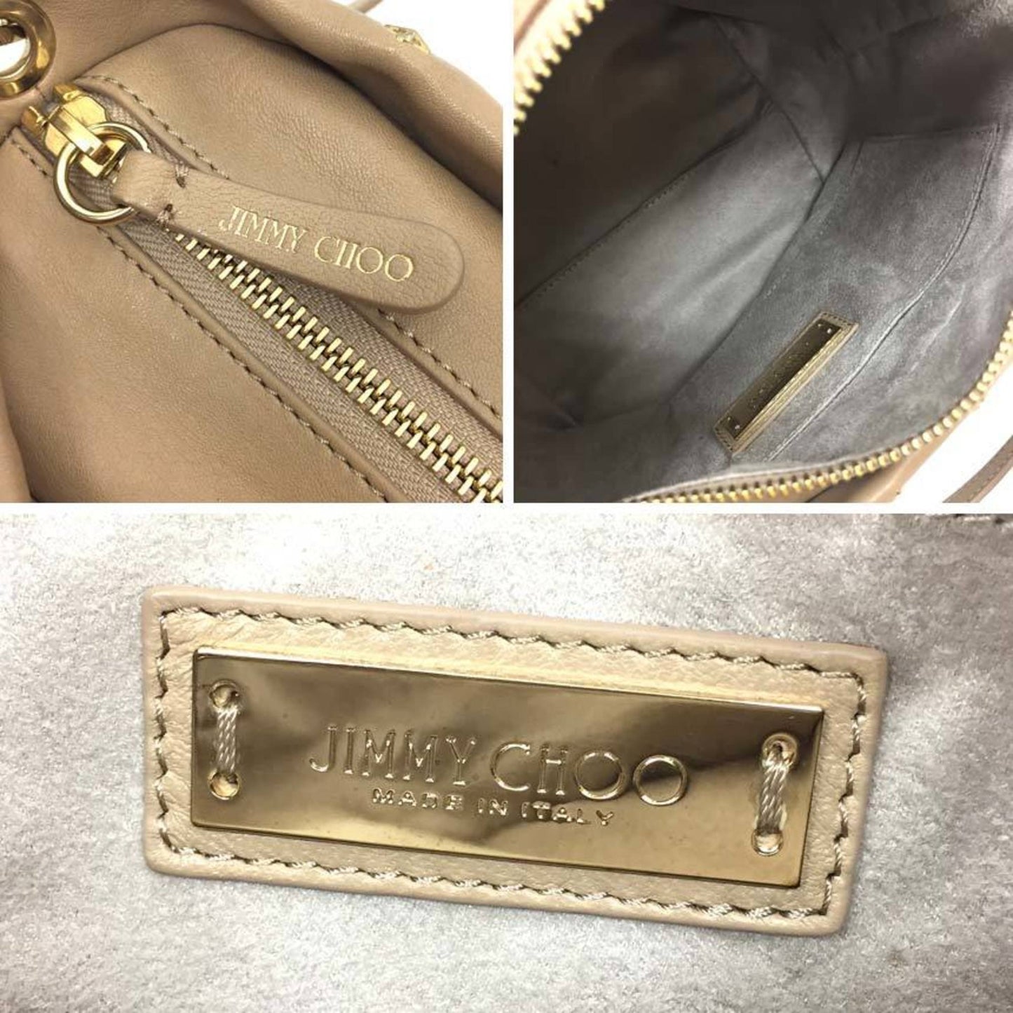 Jimmy Choo, Gold, Leather, handbag