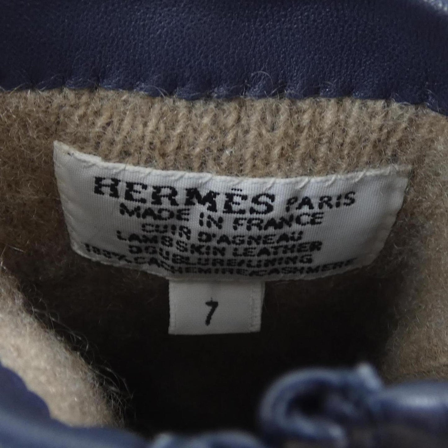 Hermès --, Navy, Leather, gloves